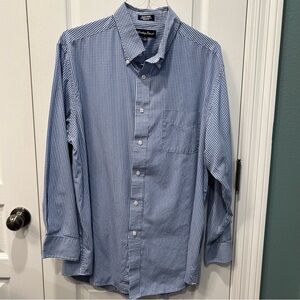 Meeting Street Men's Blue/White Checkered Long Sleeve Button Down Shirt Sz 17.5”